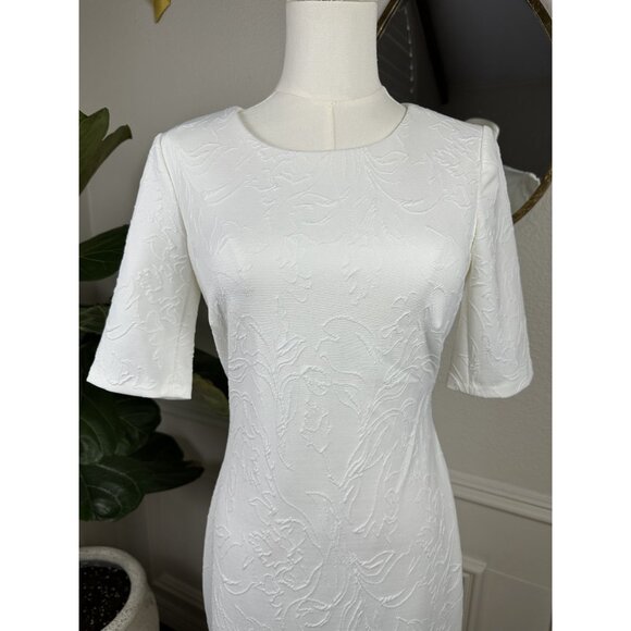 Tommy Hilfiger White Floral Short Sleeve Sheath Dress size 2 (can fit like a 6) - Picture 3 of 11